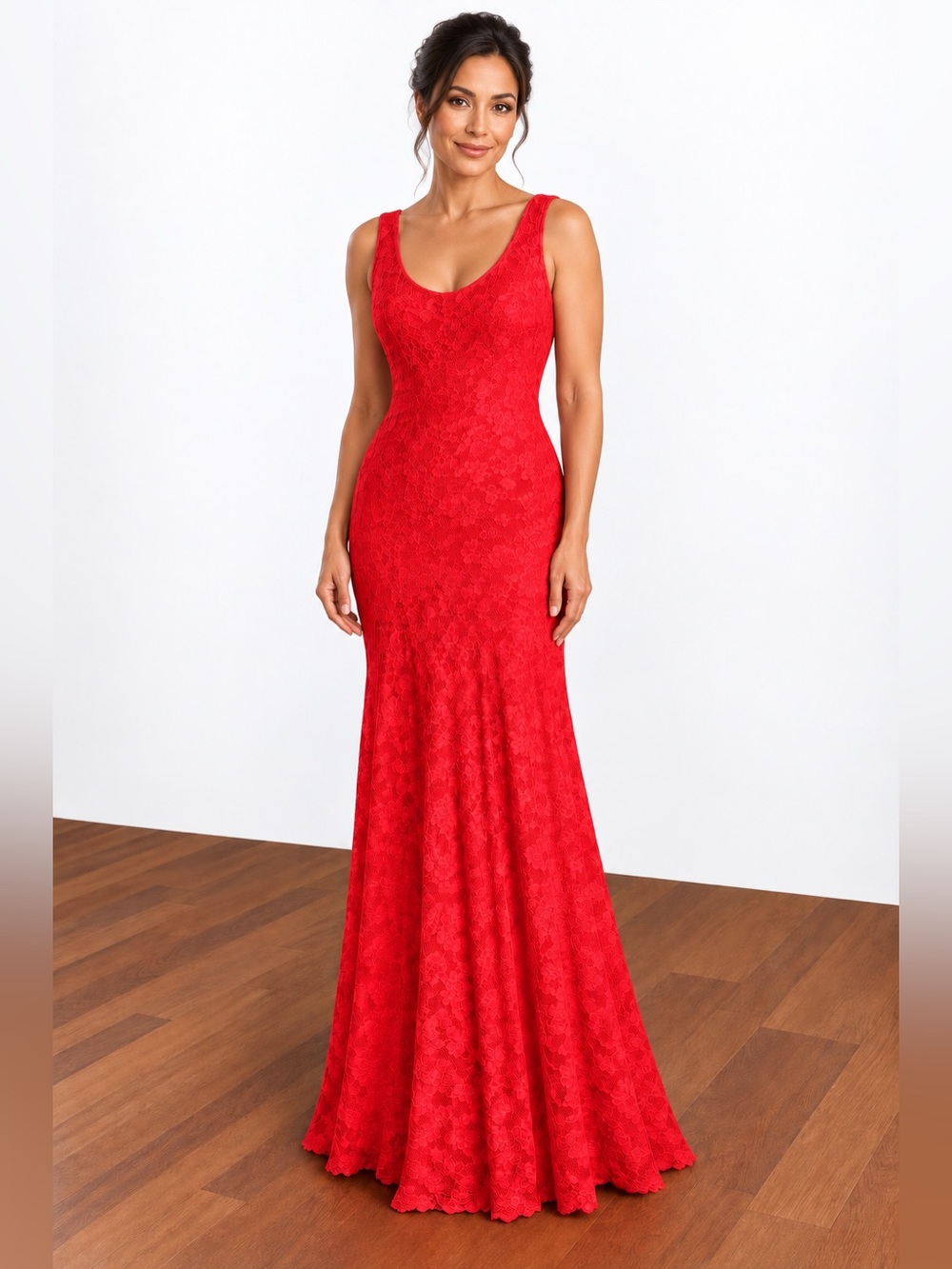 Red Lace Stretch Maxi